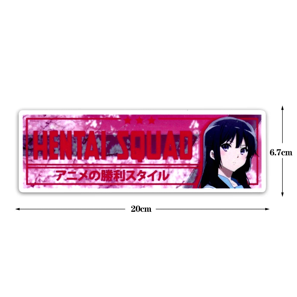 Anime banner sticker pack with colorful waifu artwork and car culture graphics