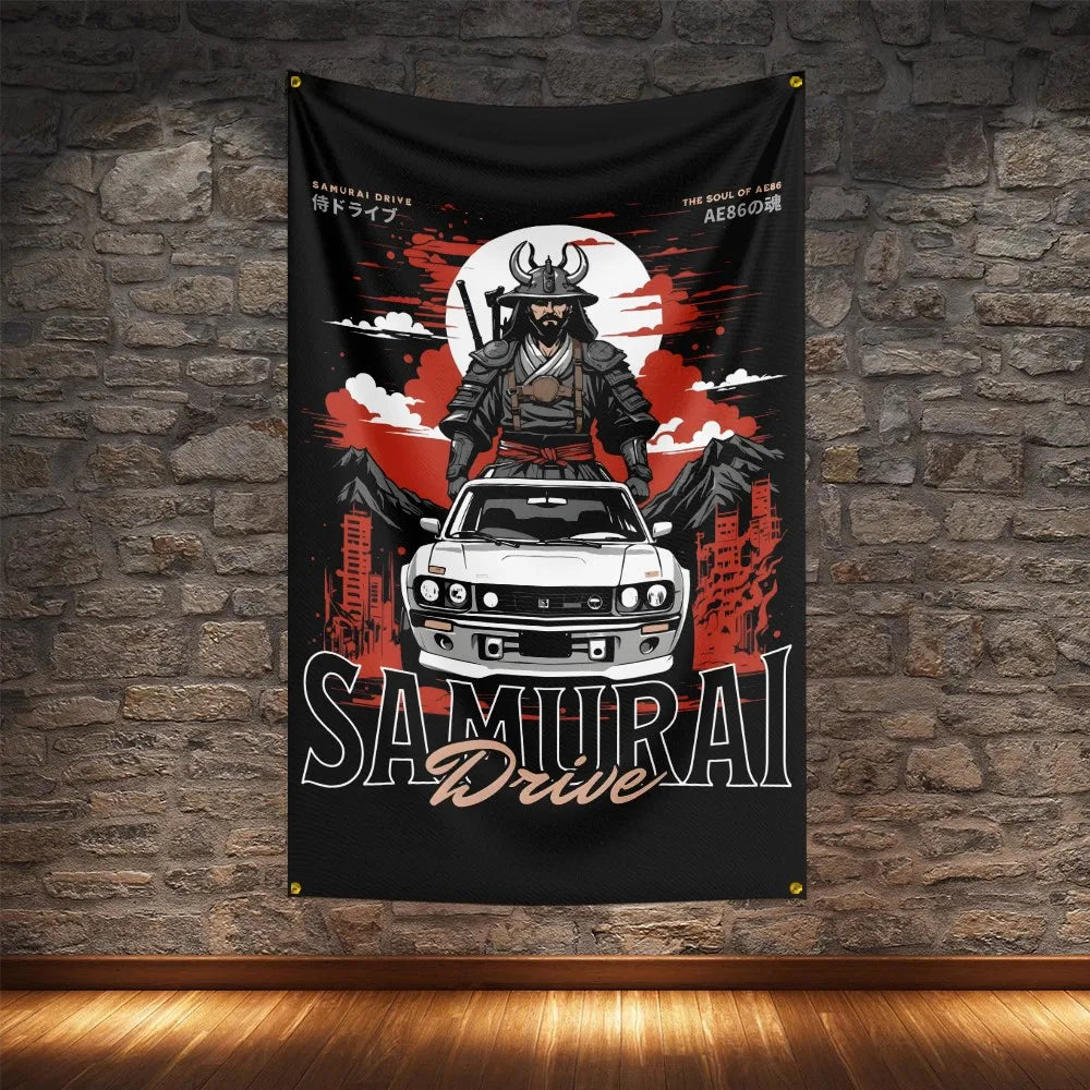 JDM Racing Modified Car Culture Flag Polyester Digital Printing Cars Banner For Decoration JDM garage flag banner image 5