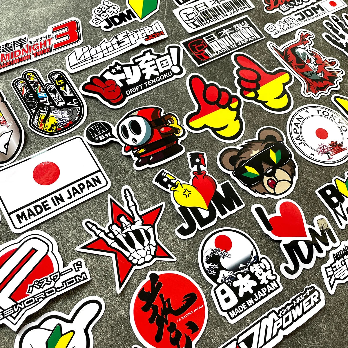 JDM sticker pack featuring tuner, drift, and motorsport designs