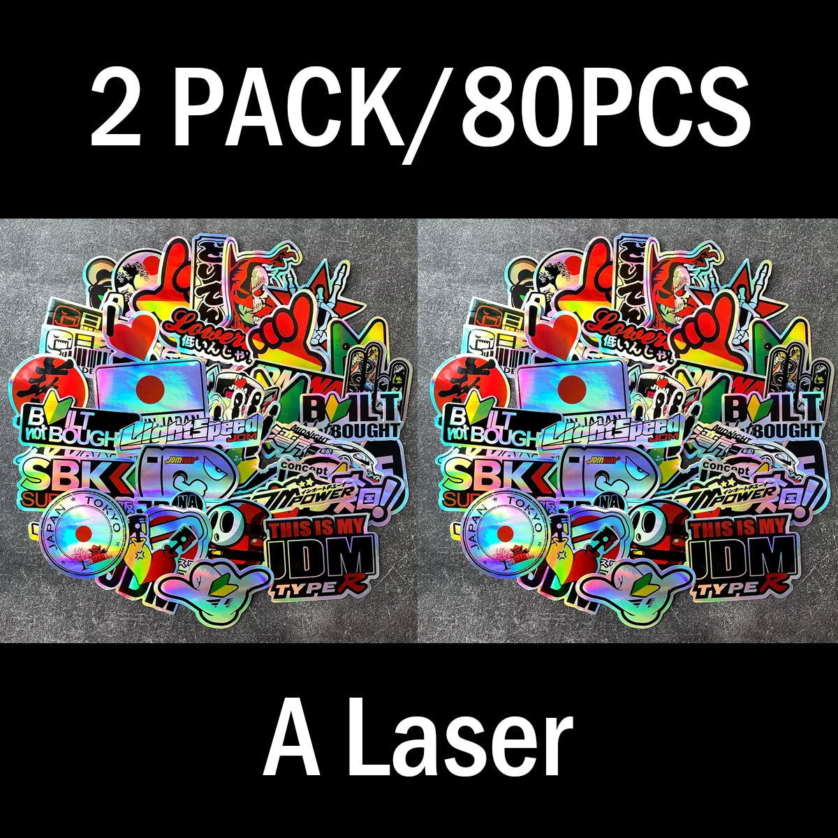 Holographic drift stickers and tuner decals for car enthusiasts
