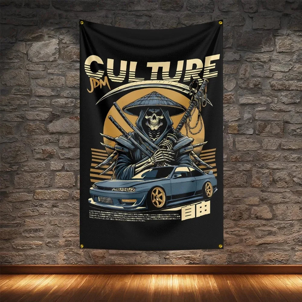 JDM Racing Modified Car Culture Flag Polyester Digital Printing Cars Banner For Decoration JDM garage flag banner image 10