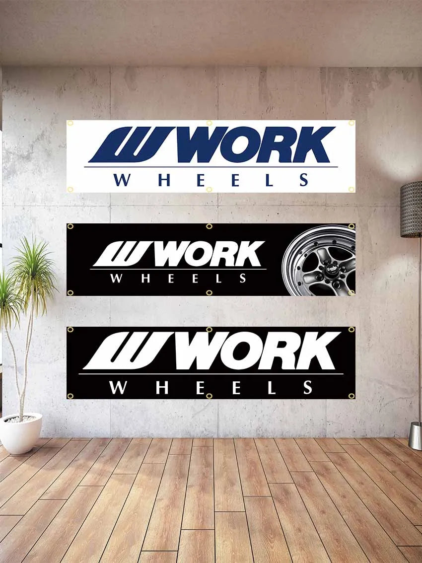 45×180cm 60x240cm W-WORKS WHEELS car Motorcycle Team or Company Logo Flag Polyester Printed Decoration Banner Tapestry JDM garage flag banner image 7