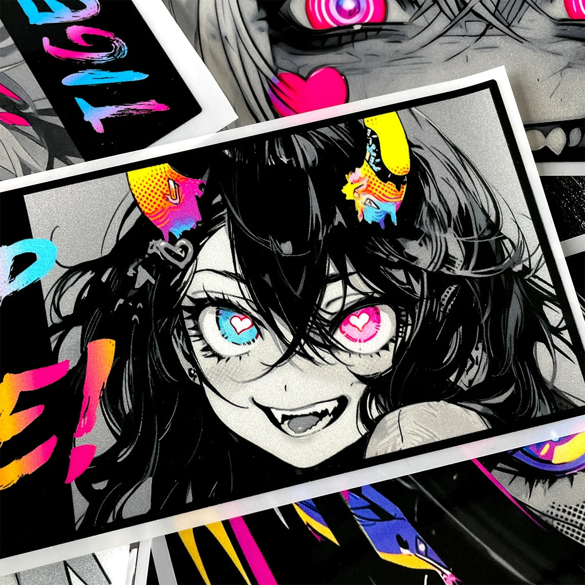 Cyberpunk anime girl JDM sticker reflective waifu car motorcycle decal - sticker detail image 6