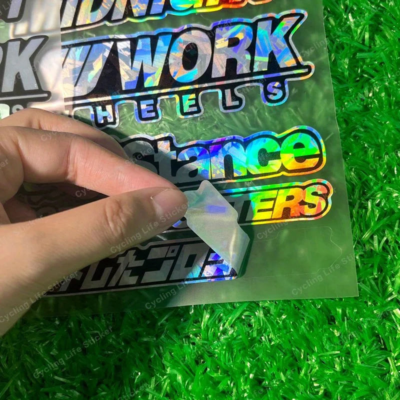 JDM holographic sticker pack with Speedhunters Work Wheels and drift decals - drift style decal image 15