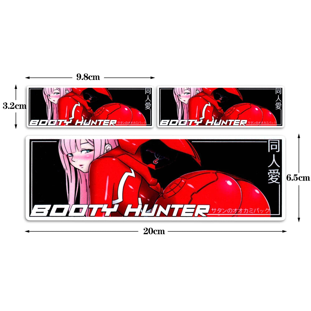 Anime girl banner stickers featuring itasha-inspired automotive themes