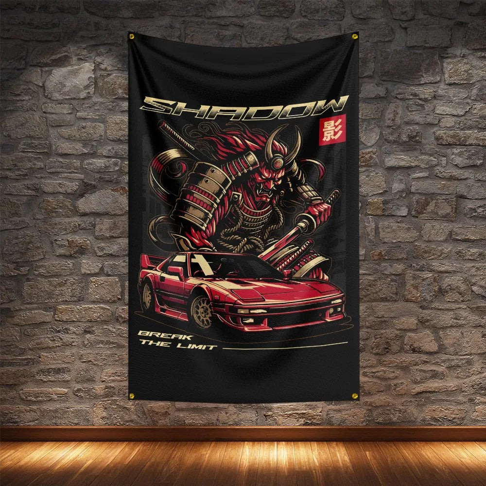 JDM Racing Modified Car Culture Flag Polyester Digital Printing Cars Banner For Decoration JDM garage flag banner image 4