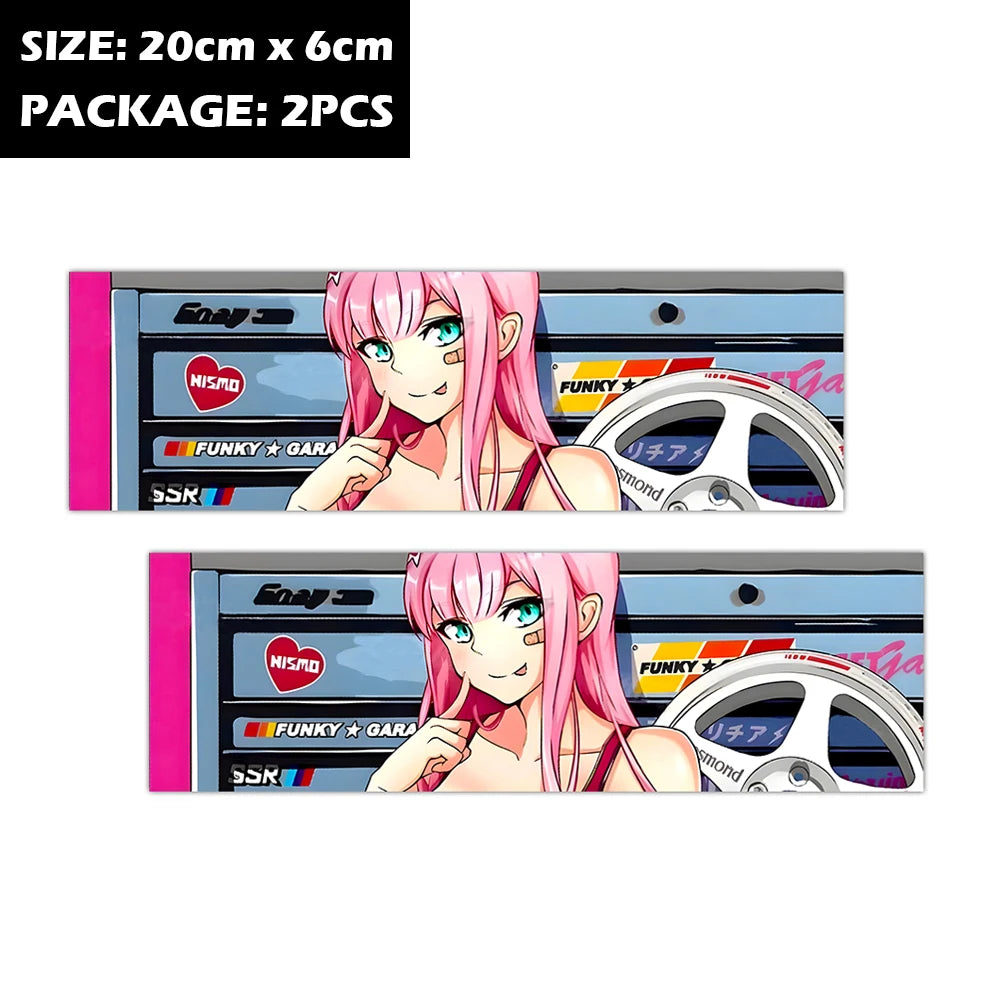 Vinyl anime banner stickers inspired by drift culture and tuner lifestyle