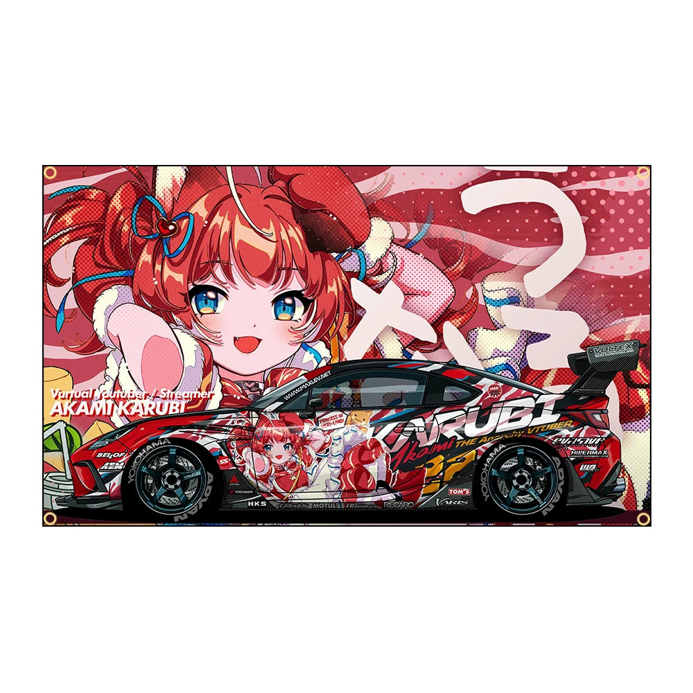 Cool JDM Anime car Flag Polyester Printed Banner for Garage Wall Art Out Door Decoration JDM garage flag banner image 1