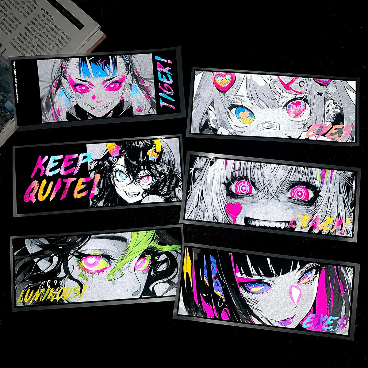 Cyberpunk anime girl JDM sticker reflective waifu car motorcycle decal - close up product image 2