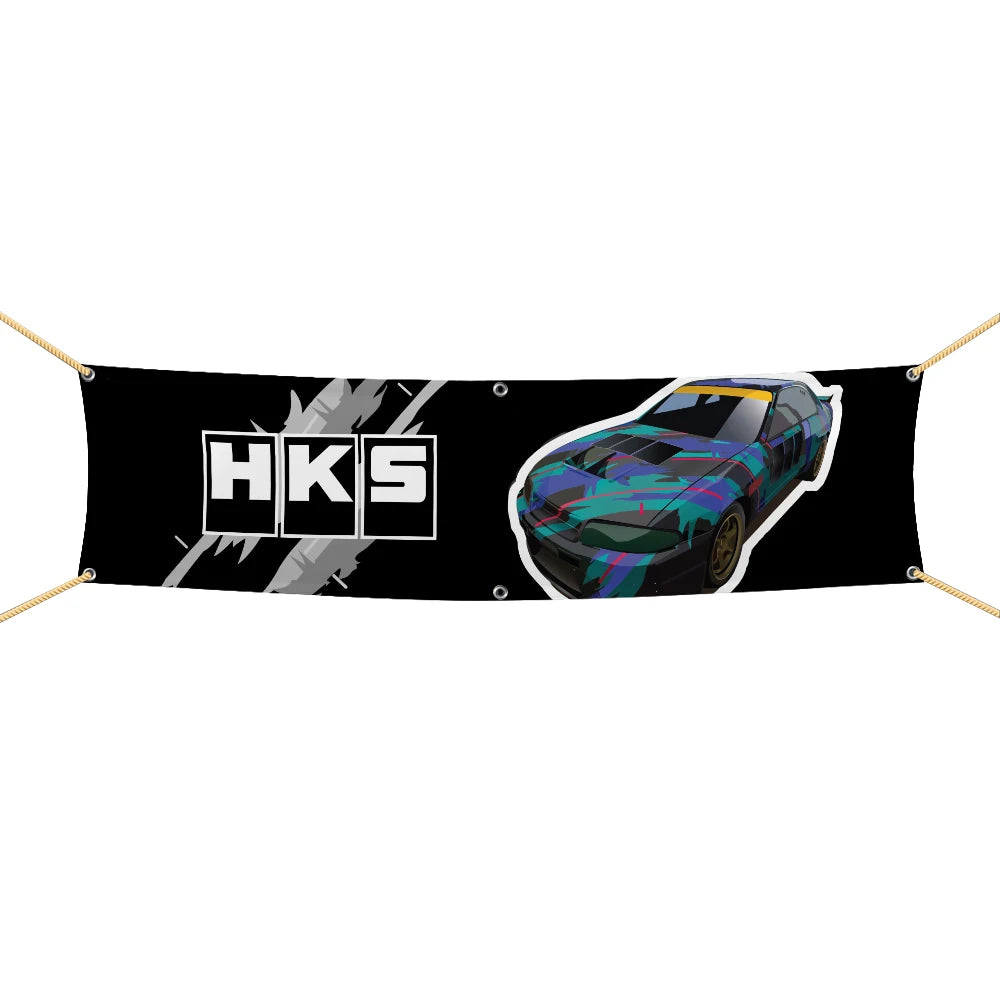 Professional H-HKS Car Motorcycle Team Company Logo Flag 45x180cm 60x240cm Polyester Printed Decoration Banner Tapestry JDM garage flag banner image 14